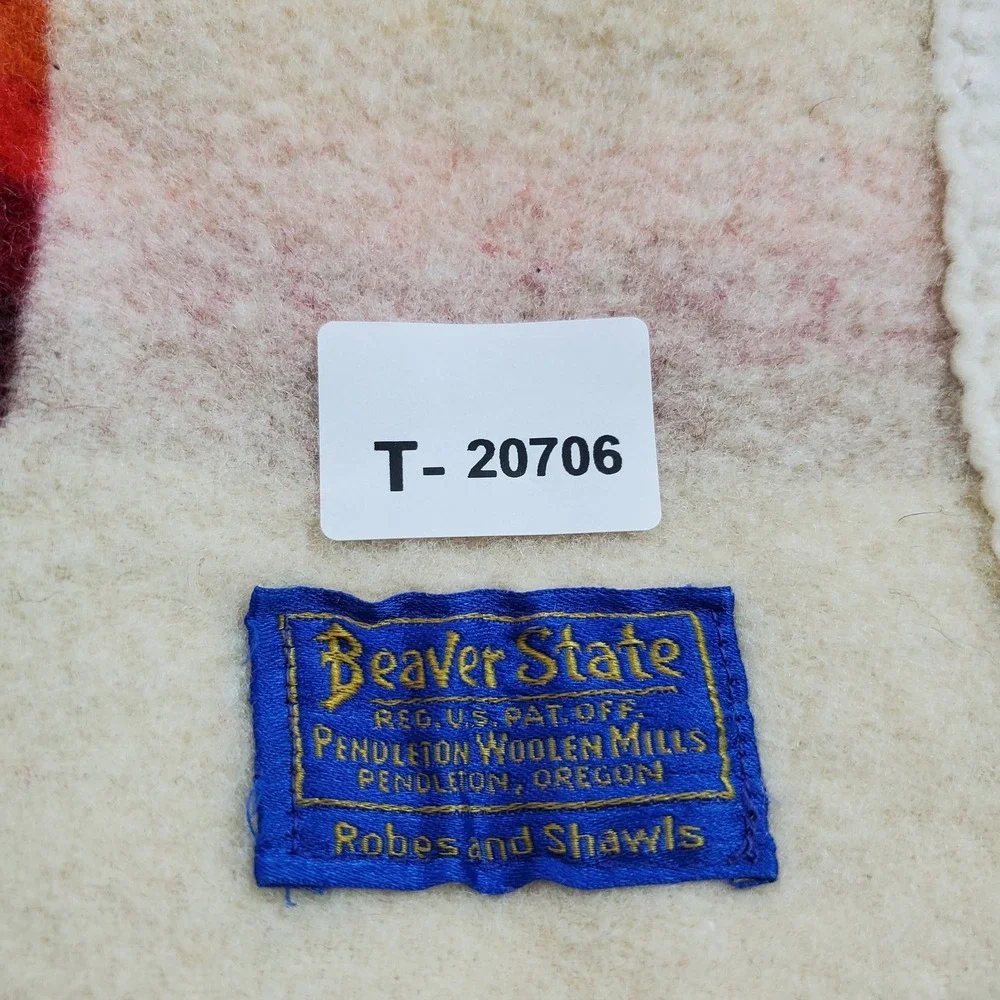 Pendleton Blanket 6x5 Beige Beaver State Wool Aztex Chief Joseph VINTAGE Throw